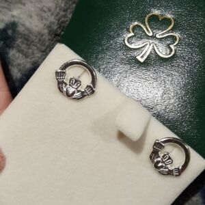 CELTIC SOLID Sterling CLADDAGH Earrings I Hold Your Heart 2 Hands Crowend Glory